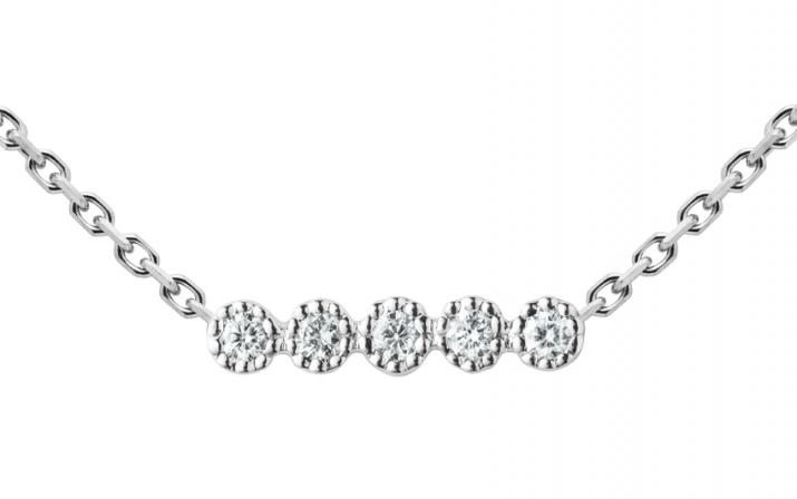 Chain necklace with 0.07ct diamonds in white gold prong setting - Redline - 0++