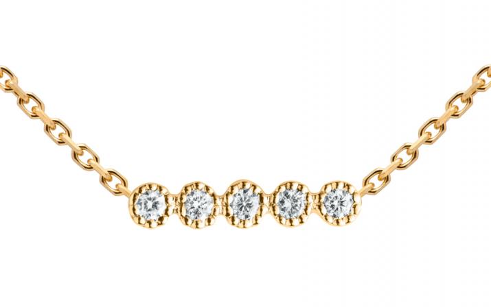 Chain necklace with 0.07ct diamonds in yellow gold prong setting - Redline - 0++