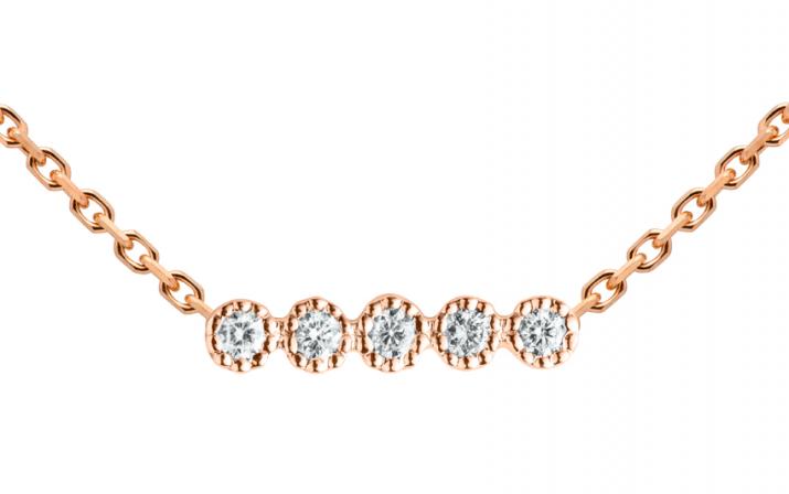 Chain necklace with 0.07ct diamonds in rose gold prong setting - Redline - 0++