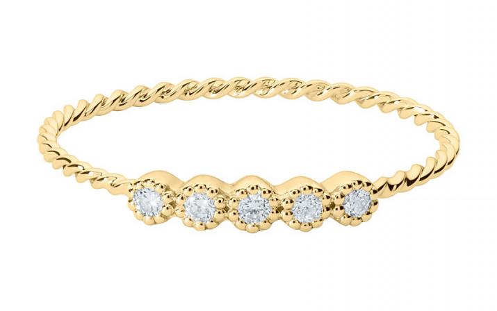 Ring with 0.07ct Round Diamond in Yellow Gold Prong Setting - Redline