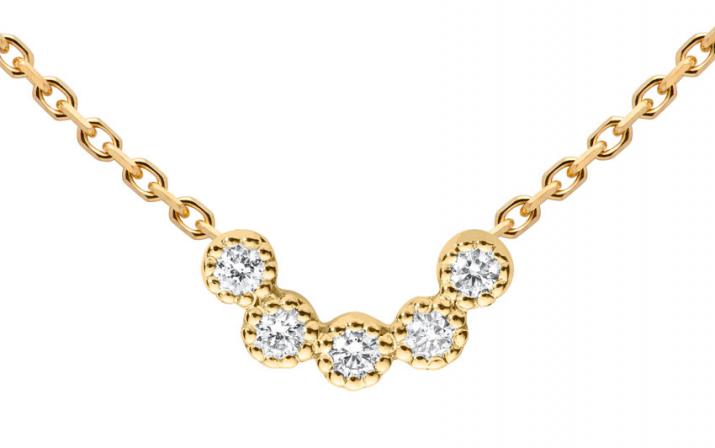 Chain necklace with 0.07ct diamonds in yellow gold prong setting - Redline