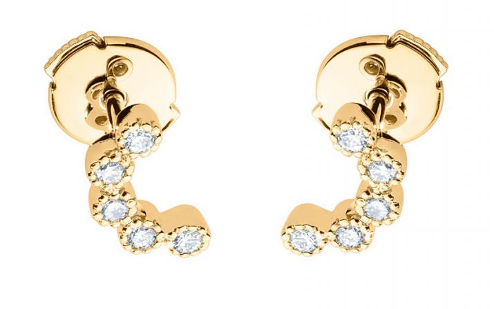 Earrings with 0.141ct diamonds in yellow gold prong setting - Redline