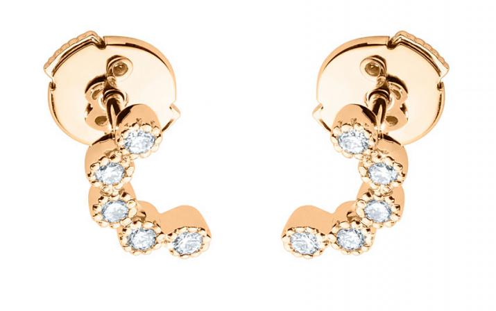 Earrings with 0.141ct diamonds in rose gold prong setting - Redline