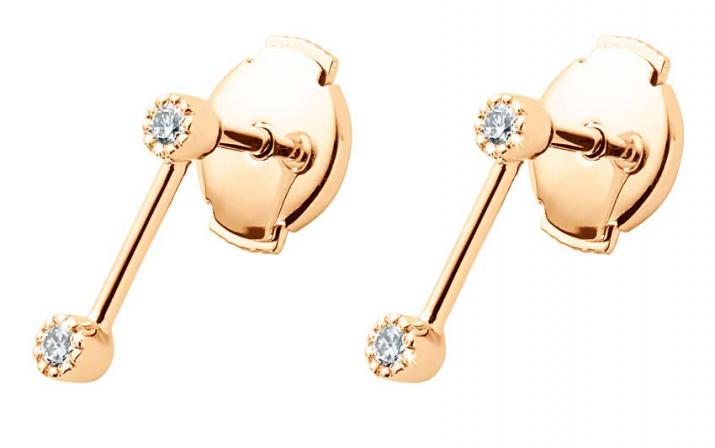 Earrings with 0.056ct Round Diamond in Rose Gold Prong Setting - Redline