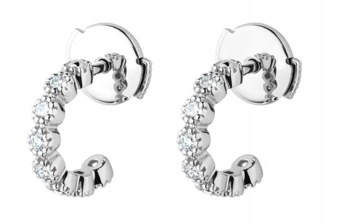 Earrings with 0.168ct diamonds in white gold prong setting - Redline - 0++