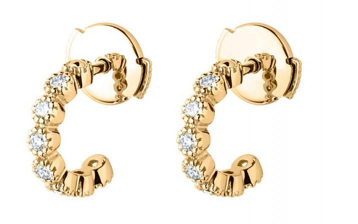 Earrings with 0.168ct diamonds in yellow gold prong setting - Redline - 0++