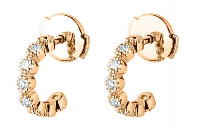 Earrings with 0.168ct diamonds in rose gold prong setting - Redline - 0++