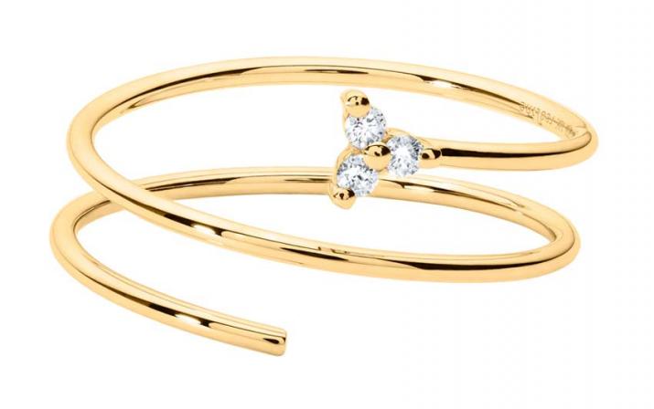 Ring with 0.042ct Round Diamond in Yellow Gold Prong Setting - Redline - 0++