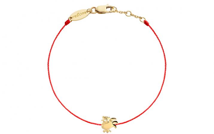 String bracelet with diamond on a rooster in yellow gold - Redline - 0++
