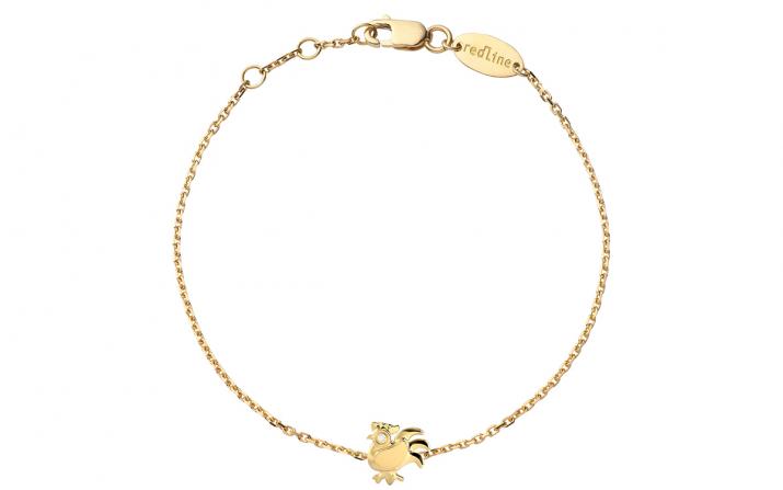 Yellow gold chain bracelet with diamond on a rooster - Redline - 0++