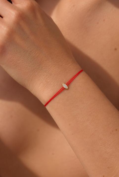 String bracelet with 0.05ct diamond in yellow gold prong setting - Redline - 0++