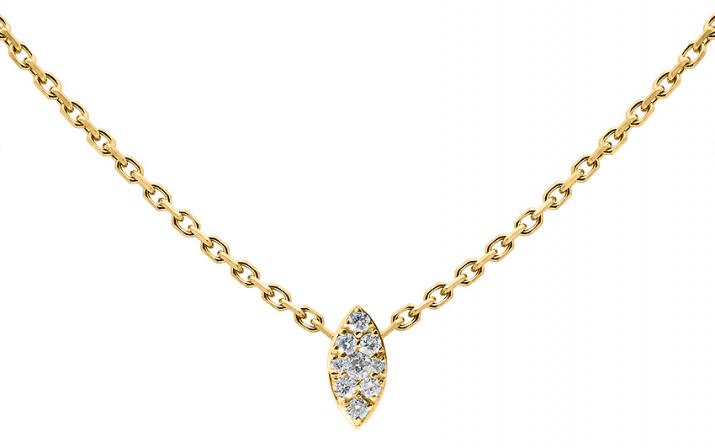 Chain necklace with 0.05ct diamond in yellow gold prong setting - Redline