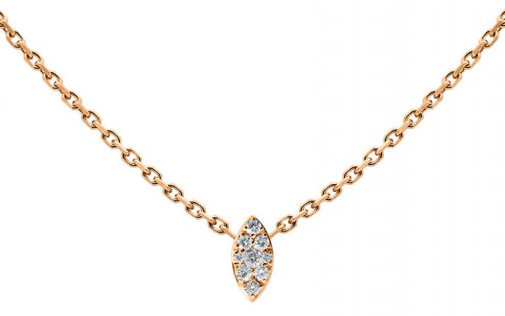 Chain necklace with 0.05ct diamond in rose gold prong setting - Redline