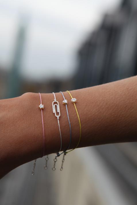 String bracelet with 0.05ct diamonds on a star in yellow gold - Redline - 0++