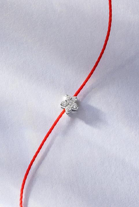 String bracelet with 0.05ct diamonds on a star in white gold - Redline - 0++