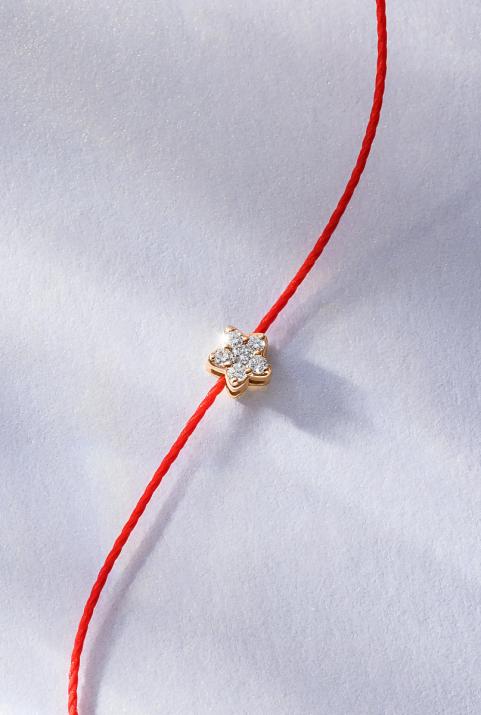 String bracelet with 0.05ct diamonds on a star in rose gold - Redline - 0++