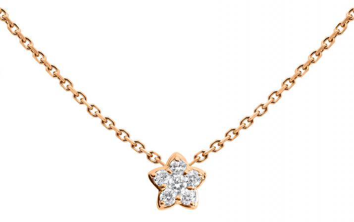Chain necklace with 0.05ct diamond in rose gold prong setting - Redline