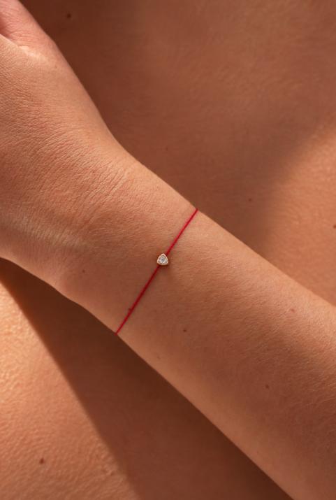 String bracelet with 0.05ct diamond in rose gold prong setting - Redline - 0++