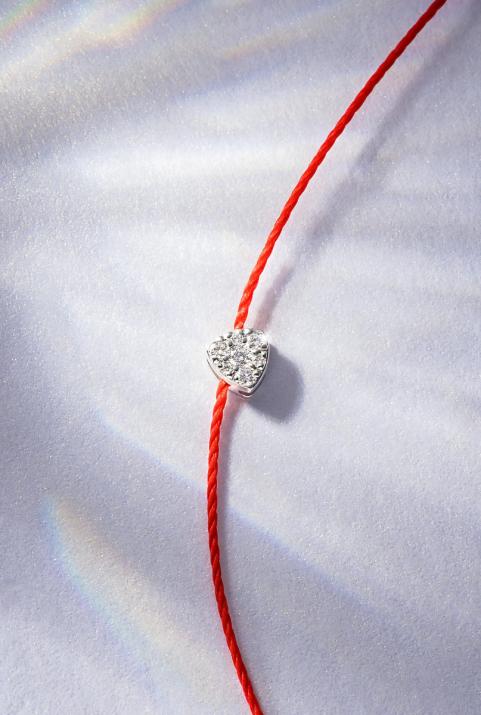 String bracelet with 0.05ct diamond in white gold prong setting - Redline - 0++