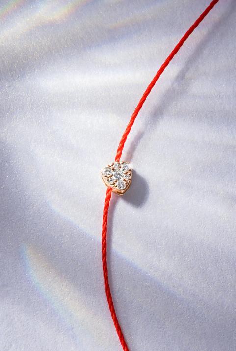 String bracelet with 0.05ct diamond in rose gold prong setting - Redline - 0++