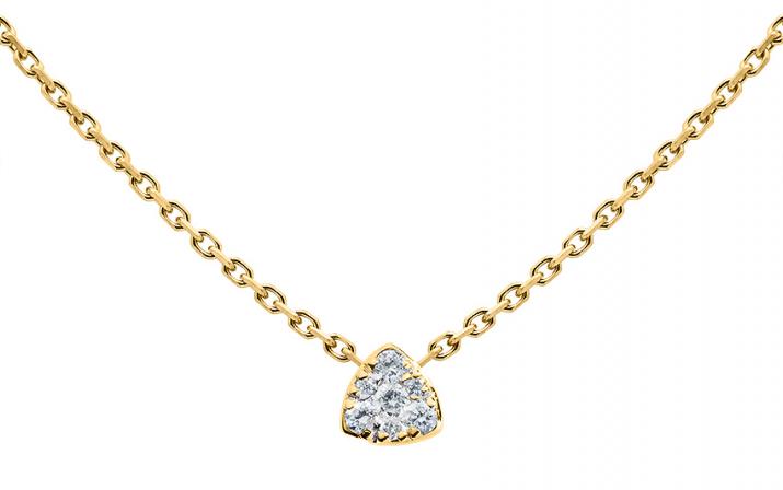 Chain necklace with 0.05ct diamond in yellow gold prong setting - Redline