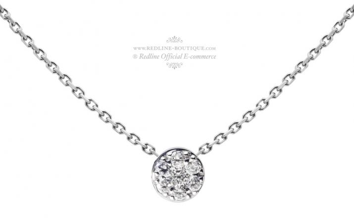 Chain necklace with 0.05ct diamond in white gold prong setting - Redline