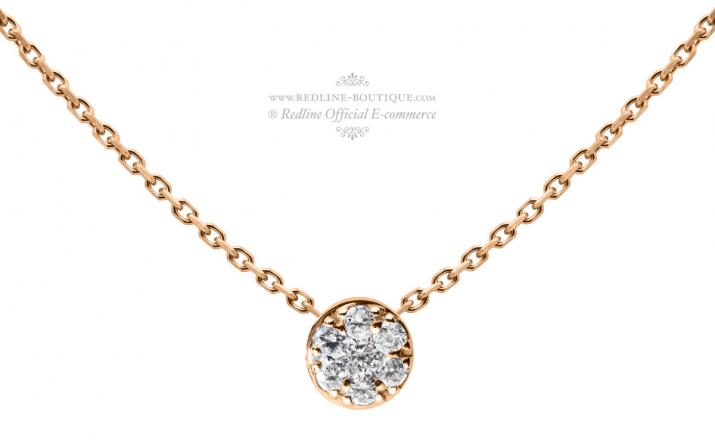 Chain necklace with 0.05ct diamond in rose gold prong setting - Redline