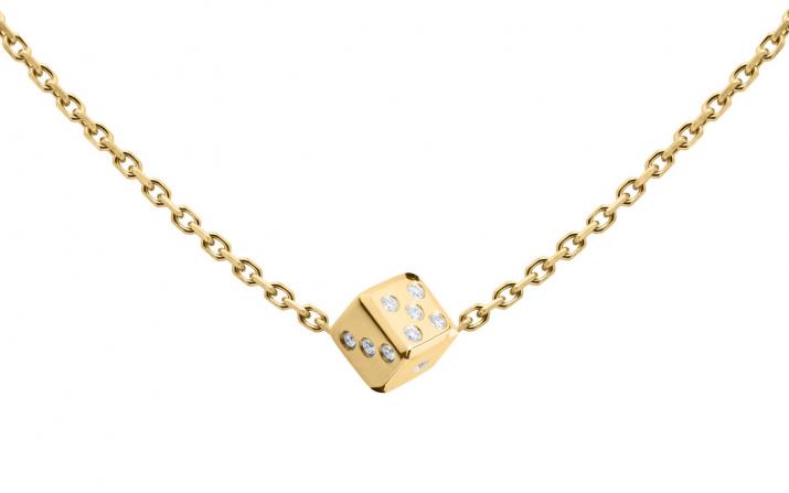 Necklace For Men with 0.09ct Round Diamond in Yellow Gold Pavé Setting - Redline