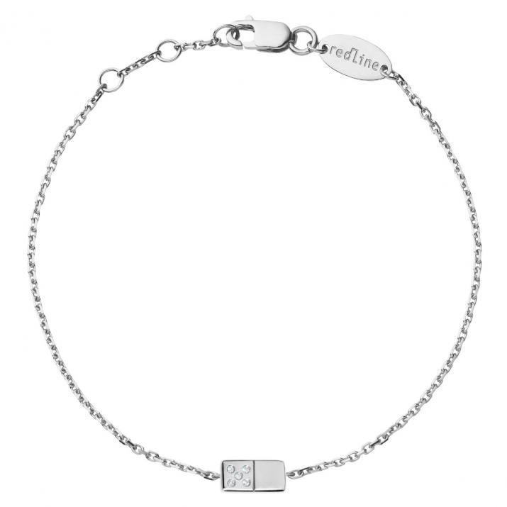White gold chain bracelet with diamond-paved domino - Redline