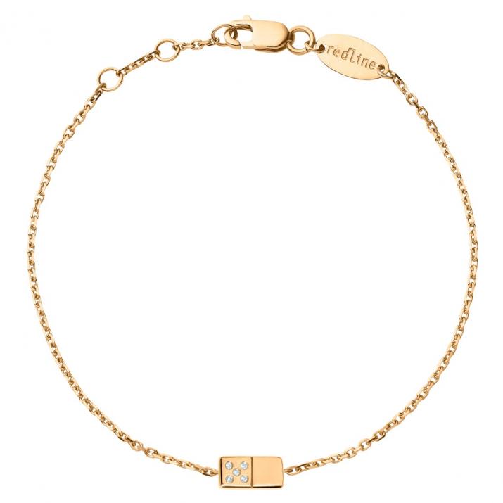 Yellow gold chain bracelet with diamond-paved domino - Redline