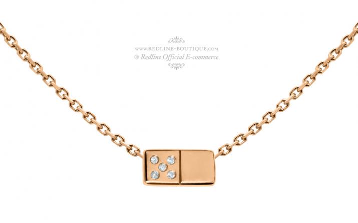 Necklace For Men with 0.02ct Round Diamond in Rose Gold Pavé Setting - Redline