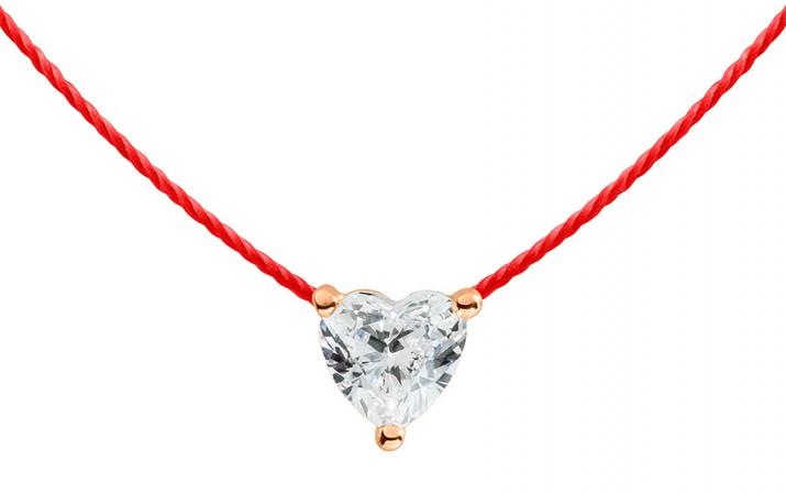 String necklace with 0.2ct heart shaped diamond in rose gold prong setting - Redline