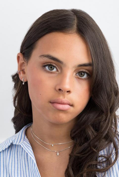 Chain necklace with 0.1ct baguette-cut diamond in white gold prong setting - Redline - 0++