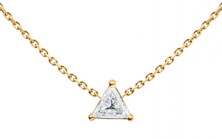 Chain necklace with 0.1ct trillion cut diamond in yellow gold prong setting - Redline - 0++