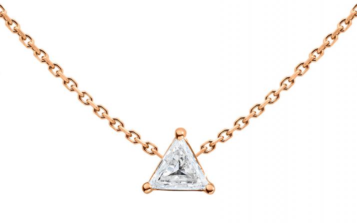 Chain necklace with 0.1ct trillion cut diamond in rose gold prong setting - Redline - 0++