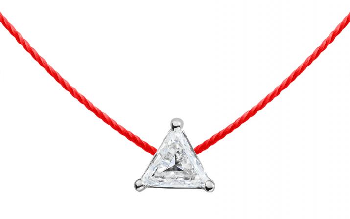 String necklace with 0.2ct trillion cut diamond in white gold prong setting - Redline