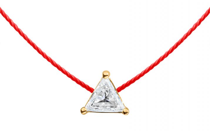 String necklace with 0.2ct trillion cut diamond in yellow gold prong setting - Redline