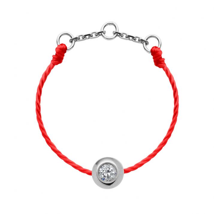 String ring with 0.05ct diamont in white gold bezel setting - Redline - 0++