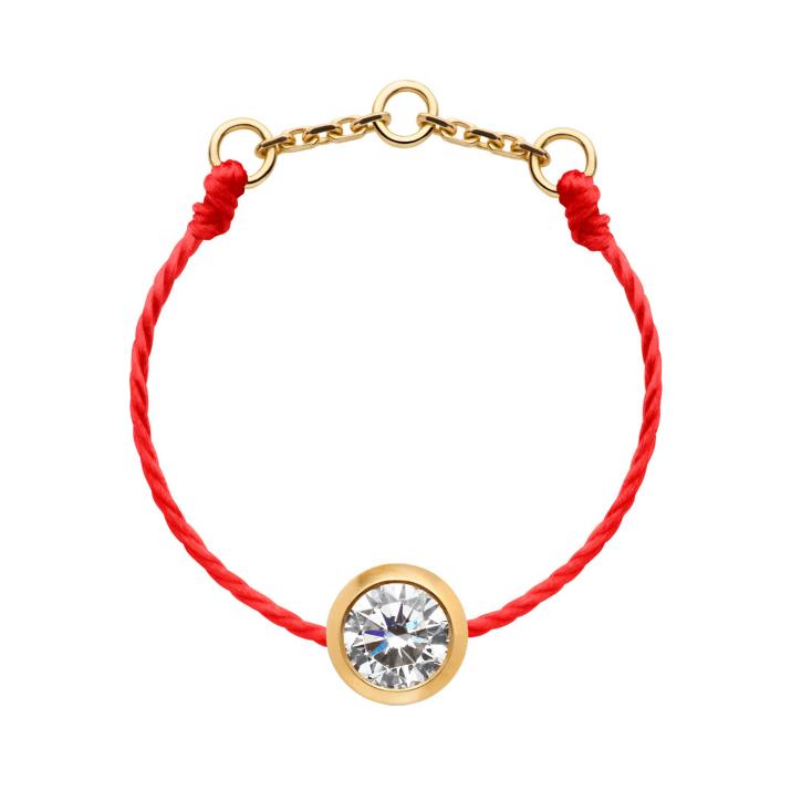 String ring with 0.1ct diamond in yellow gold bezel setting bezel - Redline - 0++