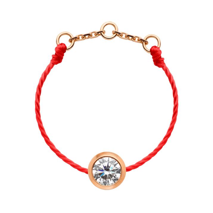 String ring with 0.1ct diamond in rose gold bezel setting bezel - Redline - 0++