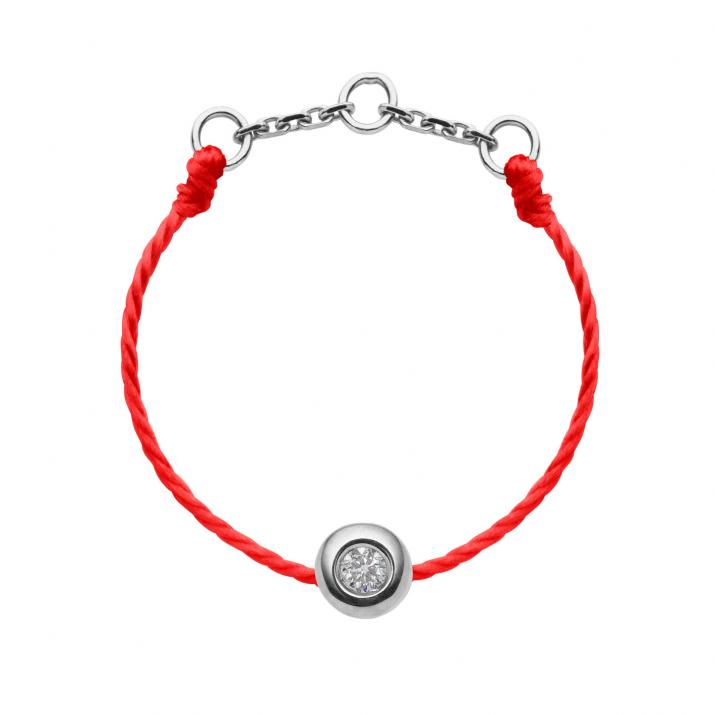 String ring with 0.02ct diamond in white gold bezel setting - Redline - 0++