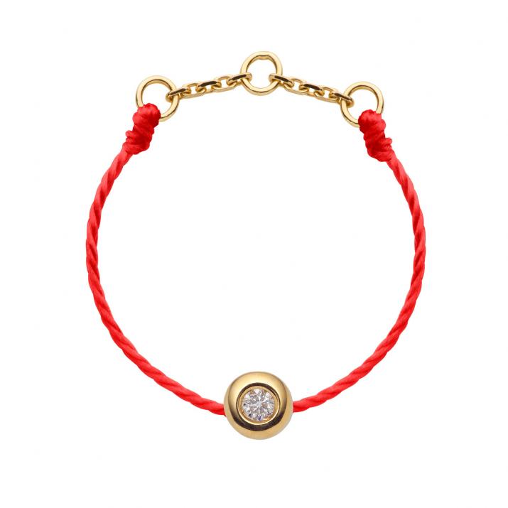 String ring with 0.02ct diamond in yellow gold bezel setting - Redline - 0++