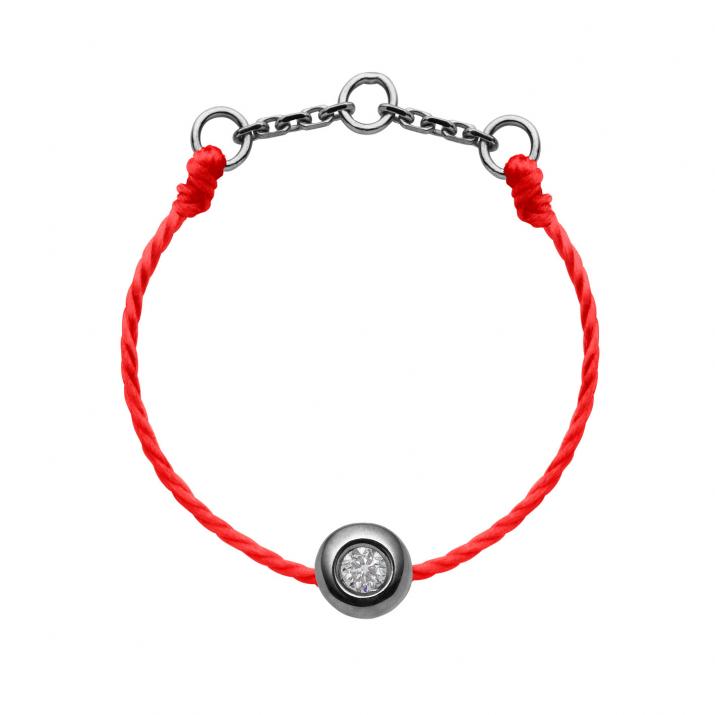 String ring with 0.02ct diamond in black gold bezel setting - Redline - 0++