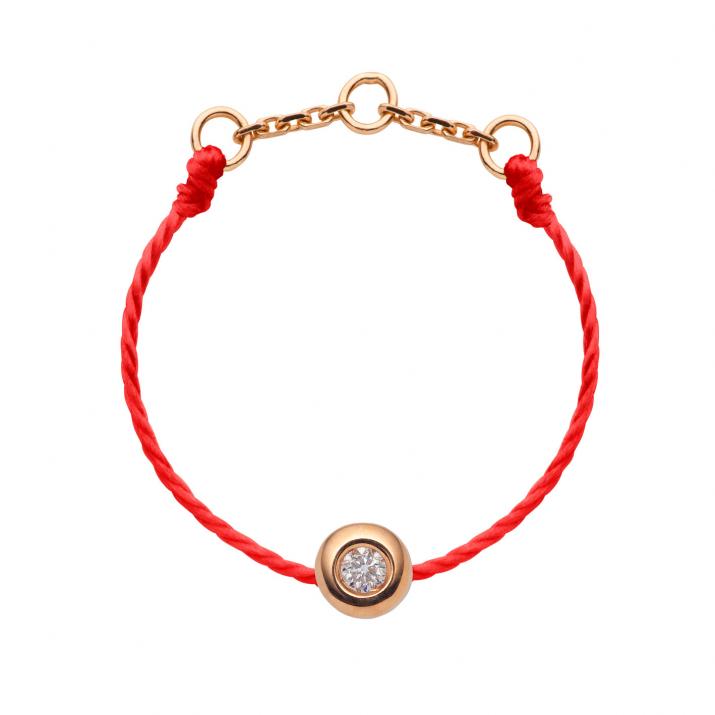 String ring with 0.02ct diamond in rose gold bezel setting - Redline - 0++