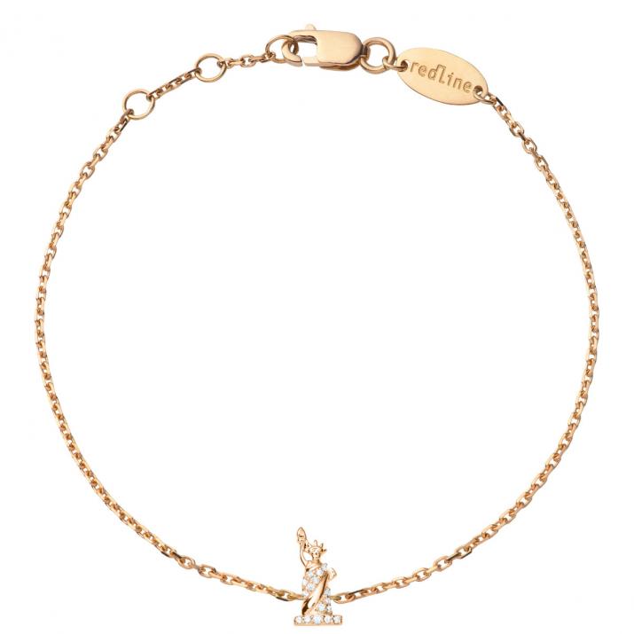 ダイヤモンドリバティ付きローズゴールドチェーンブレスレット - Redline - 0++