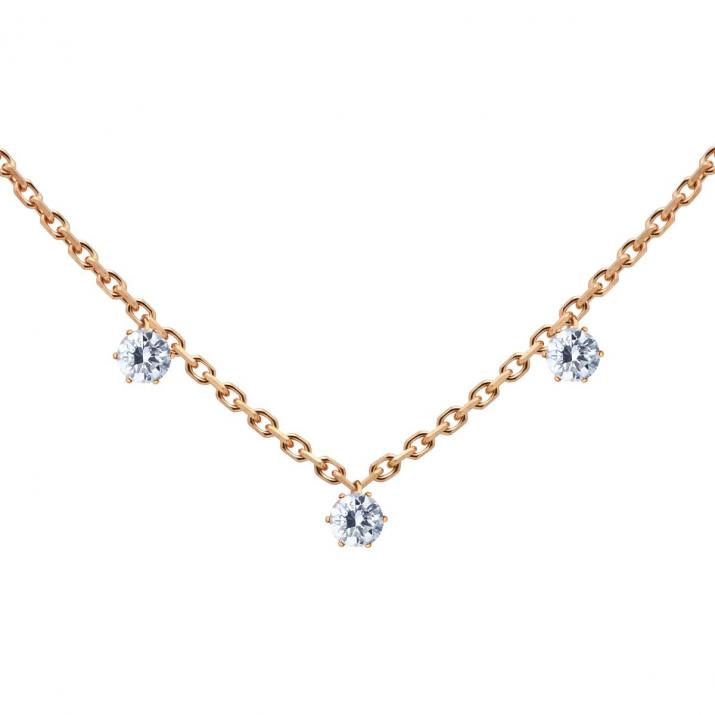 Necklace Chain Absolu 3 diamonds Yellow Gold - Redline - 0++