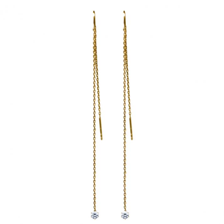 Earrings with 0.20ct Diamond in Yellow Gold Prong Setting - Redline - 0++