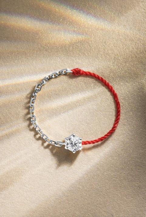 アブソルホワイトゴールドハーフロープハーフチェーンリング - Redline - 0++