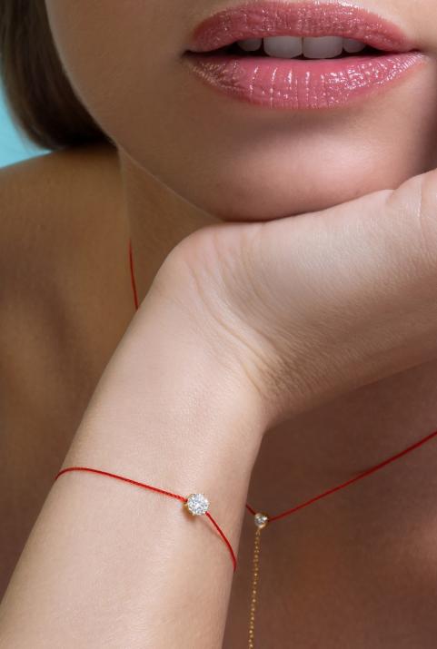 深く絶対的な糸ブレスレットイエローゴールド - Redline - 0++