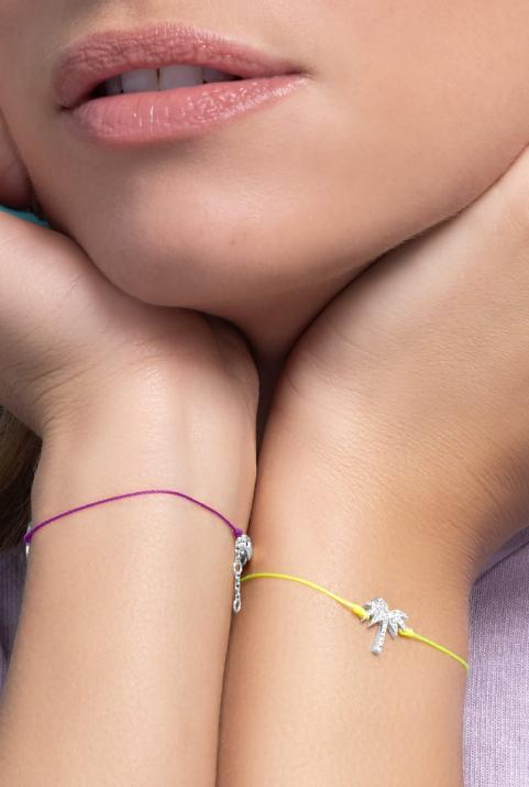 サニーデイズホワイトゴールドダイヤモンドパームツリーストリングブレスレット - Redline - 0++